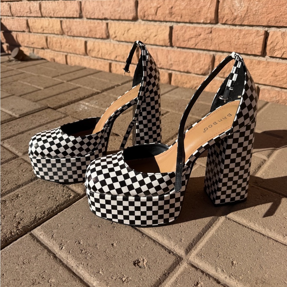 Checkered Platform Heels - image 5